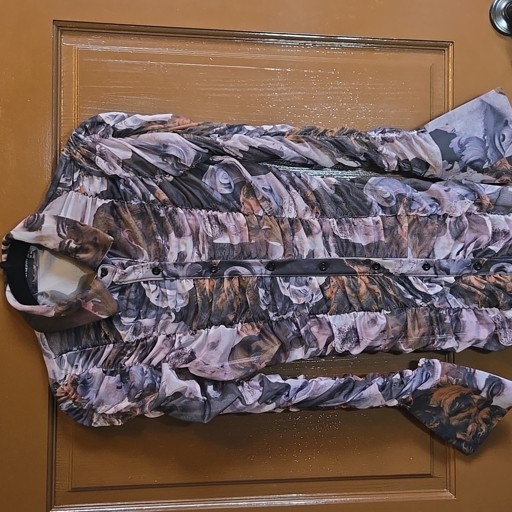 PrettyLittleThing-Draped lavender/gray print straight dress Sz 8 - Picture 2 of 16
